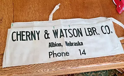 Vintage Cherny & Watson Lumber Nail Apron Albion Nebraska • $30