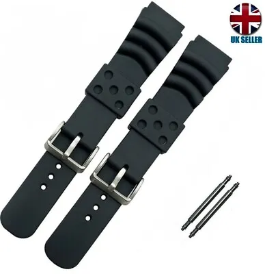  Citizen Seiko Compatbile Black Rubber Diver Watch Strap Sport Band 20-22-24mm • £4.99