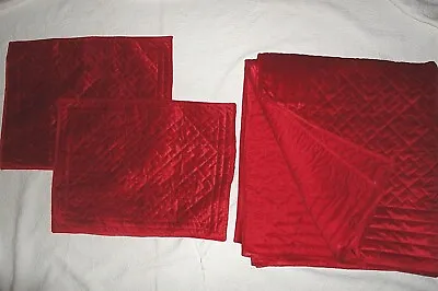 Martha Stewart Very Red Velvety Velour Diamond (3p) King/california Quilt Set • $159.20