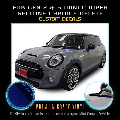 For Gen 2 & 3 Mini Cooper Beltline Window Trim Chrome Delete - Mirror Vinyl • $21.95