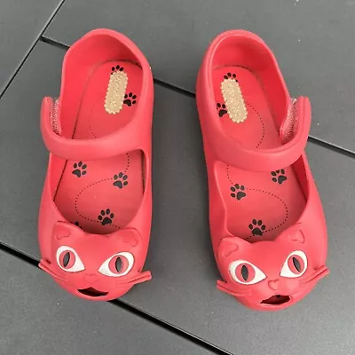 Mini Melissa Ultragirl II Pink Cat Mary Jane Flats Shoes Toddler Girls Size 9 • $27.99