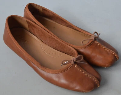 £24.99 • Buy Ladies Clarks Artisan Freckle Ice Tan Leather Ballet Pumps Size UK 3.5