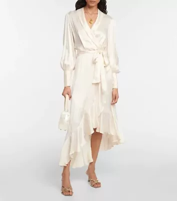 Zimmermann Silk Wrap Midi Dress Size 1 • £200.95