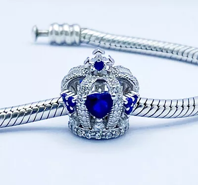 💖 Royal Crown Charm Bead King Queen Coronation Genuine 925 Sterling Silver 💖 • £18.95