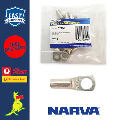 Narva Cable Lugs Fits 6 B&S / 6AWG / 16MM² Cable Lugs Fits 8mm Stud 57155 X 10 • $24.99