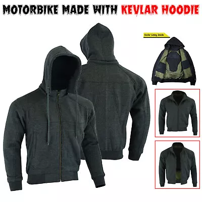 Motorcycle Motorbike Hoodie Made With Kevlar Lined Jacket Ce Fleece Armoured UK • $37.91