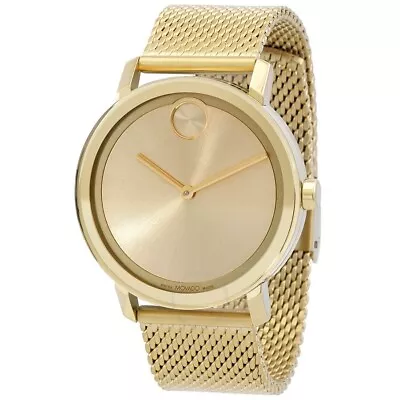 Movado Bold 3600791 Evolution Gold Stainless Steel Mesh Band Mens Watch • $289.99
