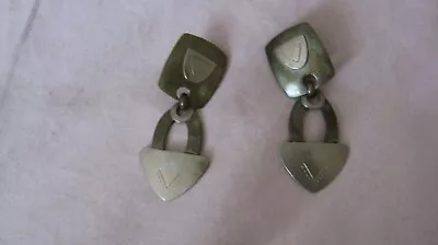 Vintage MB SF Mixed Metal Clip On Earrings 2 1/8  • $7