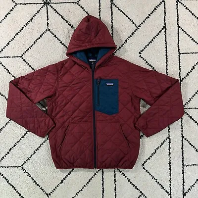 Patagonia Jacket Men's Medium Sequoia Red Diamond Quilted Bomber Hoody Full Zip • $142.49