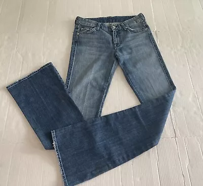 7 For All Mankind Women's Distressed Bootcut Low Rise Jeans 27x33.5 Denim • $17.99