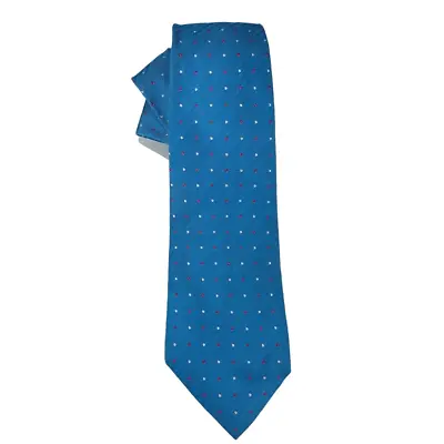 $75 • Buy Domenico Vacca Sette Pieghe 7 Fold Luxury Italian Handmade Silk Blue Pattern Tie