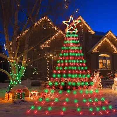 Christmas Decorations Outdoor Star Tree Lights 8 Modes Timer 11.5 Ft 317 LED • $41.36