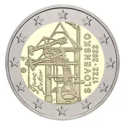 Slovakia 2022 Atmospheric Steam Engine 2 Euro Coin. UNC From Bank Roll.  • $5.50