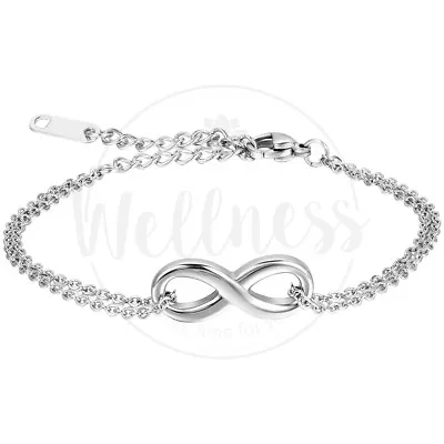 Men Women Polished Charm Infinity Love Symbol Stainless Steel Chain Bracelet • $6.99