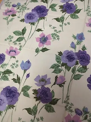 Vintage Lavender Rose Cotton Fabric 44  × 37  - Purple Pink VG Floral LG. Print  • $10