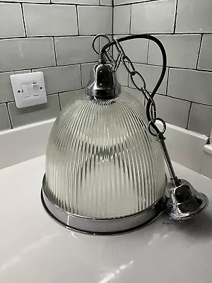 £25 • Buy Laura Ashley Glass Chrome Pendant Light Kitchen Industrial