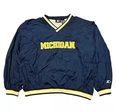 Vintage 90s Michigan Wolverines Starter Pullover Windbreaker Lined Jacket Sz XXL • $44.95