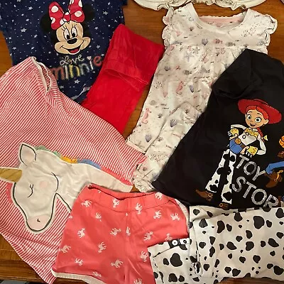  Bundle Girls Summer Pyjamas. Age 6-7 (Unicorn Minnie Mouse Toy Story Beach) • £2.80