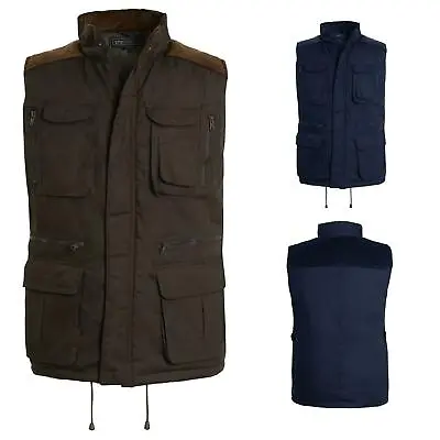 Mens Gilet Safari Multi Pocket Country Waistcoat Clothing Padded Zip Top • £19.99