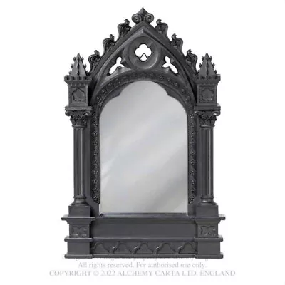 £24 • Buy ALCHEMY GOTHIC CATHEDRIC MIRROR Black Ornate Catherdral Wall Hanging / Table Top