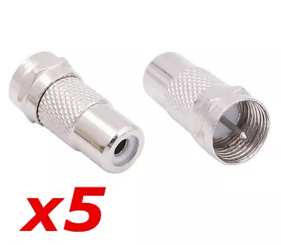 5 Pack - RCA Female Jack To F-Type Male Plug Coax Adapter Radio Connector RG59/6 • $7.69