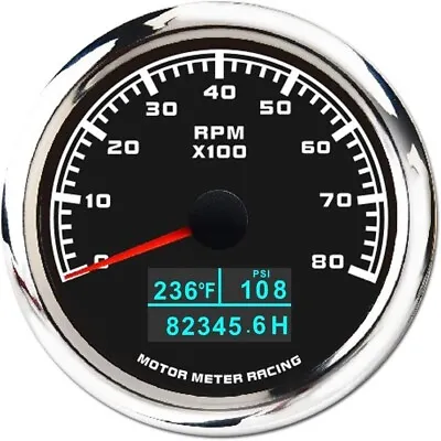 W PRO 85mm 4 In 1 Tachometer Oil Pressure BAR/PSI Water Temp °C/°F Hour Meter • $52.24