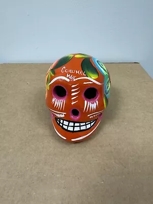 Authentic Mexican Day Of The Dead Folk Art Sugar Skull Clay Pottery Ceramic • $18