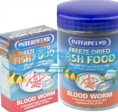 INTERPET FREEZE DRIED FISH FOOD BLOOD WORM- FOR ALL TROPICAL FISH 4g 20g Tube • £7.12