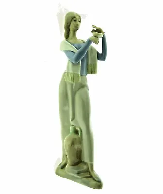 Woman Figurine Bird Made In Spain 11.5 Inch • $37.26