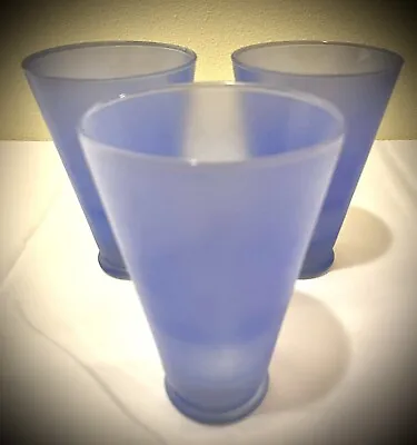 VINTAGE Anchor Hocking Blue Frosted Beverage Glasses 12 Oz (3) • $14