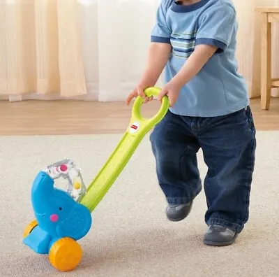 Fisher Price Pop 'n Push Elephant Pull Along Toy For Baby Toddler 12-36Months • £6