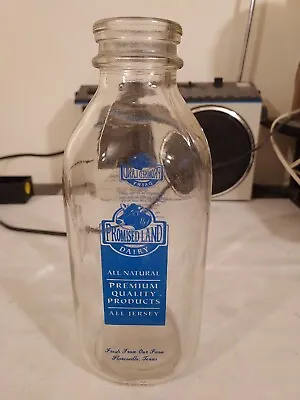 Vintage Promised Land Dairy Glass Milk Bottle -Quart- Floresville Texas • $12