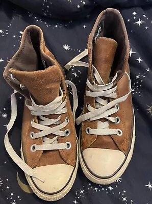 Size 5 Tan Leather Converse Hi Tops Used Good Condition • £19.99