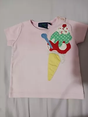 Mini Boden Girls 18-24 Months Ice Cream Cone Applique Pink Short Sleeve Shirt • $12