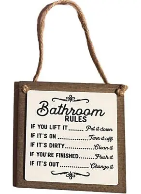 BATHROOM RULES 4.75  X 4.75  Cute  Novelty Small Sign For Bathroom Restroom • $10.95