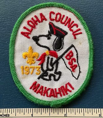 VTG 1973 ALOHA COUNCIL Boy Scout Camp Makahiki PATCH Snoopy BSA Hawaii Badge • $34.99
