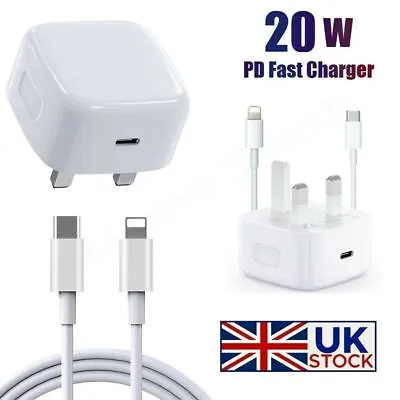 Original 20W Fast USB-C Charger Plug Or Data Cable For IPhone 14 13 Pro Max IPad • £3.24