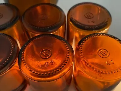 Vintage Brown Amber Serum Pharmacy Medical Bottles Embossed Lot 9 Jars W Circled • $2.08