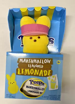 Peeps Marshmallow Lemonade Mix & Plush Easter Gift Box Stand Yellow Pink Hat NIB • $12.98