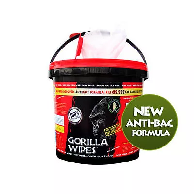 Gorilla Anti-Bac Formula Wipes (Bucket Of 250) - GW1012 • £16.19