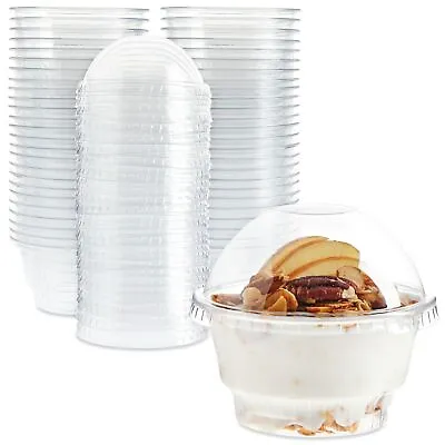 50-Pack 5 Oz Plastic Dessert Cups With Lids Clear Cups With Dome Lids • $17.89