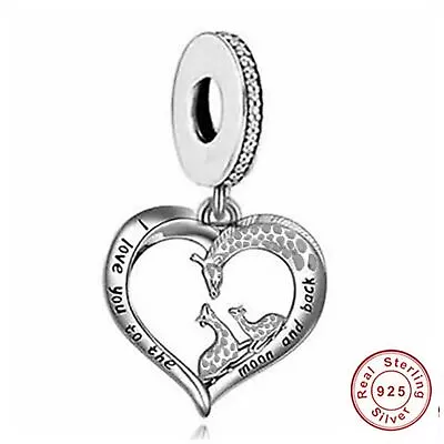 💖 I Love You Charm To The Moon And Back Giraffe 925 Sterling Silver  • £16.95