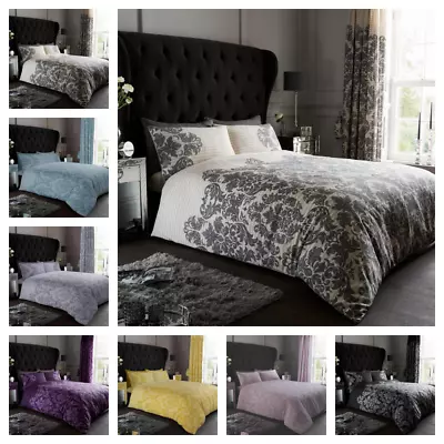 Empire Damask Printed Duvet Cover Set Luxury All Bedding Sizes Soft Washable • £15.35