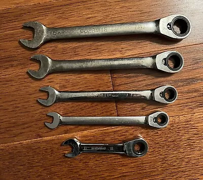 5 Blue Point Mac Tools Metric 15° Offset Ratcheting Combination Wrenches • $51.95