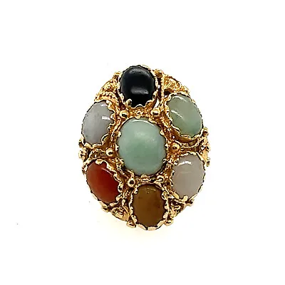 Gorgeous Vintage 14k Yellow Gold Multi Color Cluster Ring • $849.99
