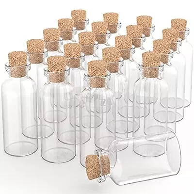 10 ML Cork Stopper Glass Bottles Mini Transparent Glass Bottles 24 Pcs. • $15.21