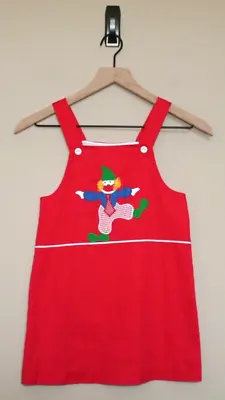 Vintage Hearts Designs Girls Jumper Dress Red Clown Size 6 6X 1980s • $29.99
