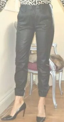 £119.99 • Buy RAG & BONE Black Leather Trousers Joggers Pajama Pants New UK 24 $850! W/ Repair