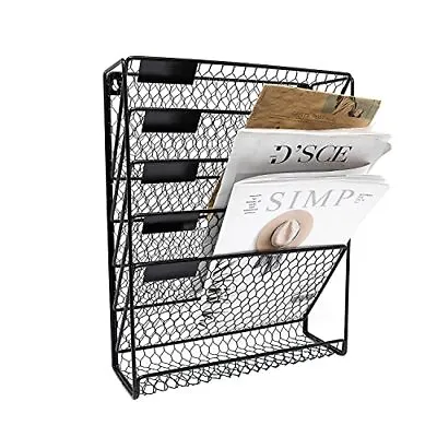 6-Tier Wall Mounted Chicken Wire Mail Organizer Magazine Rack For Home Office • $36.01