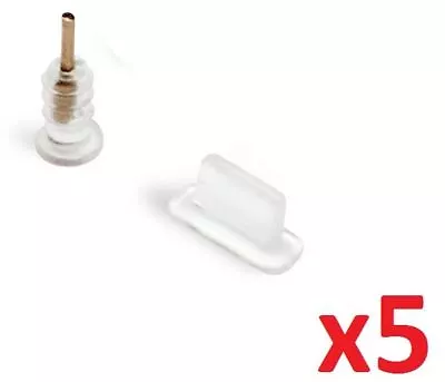White IPhone X 8 7 Charging Dock Port Anti Dust Cover Plug Pack Of 5 • £2.99